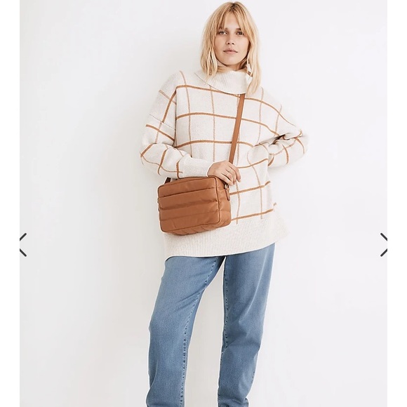 MADEWELL Pearldale Turtleneck Sweater in Windowpane, sz XL - Picture 2 of 12